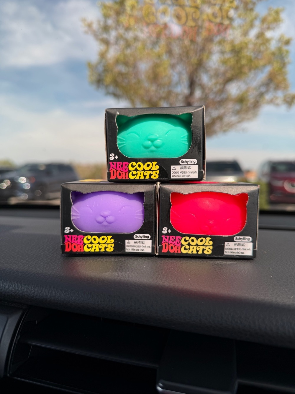 NeeDoh cool Cats Trio - Green, Purple, Red Cat Stress Toys